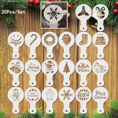 Barista Coffee Latte Duster 2024 için 20PC Cappuccino Çikolata Şablon Şablonları