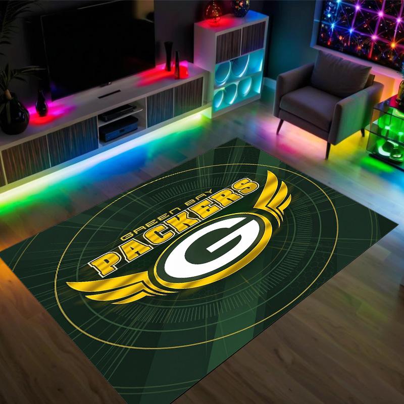 Green Bay Packers Design Crystal Velvet Carpet Cozy Non?Slip Printed Rug For Bedroom Living Room Entrance