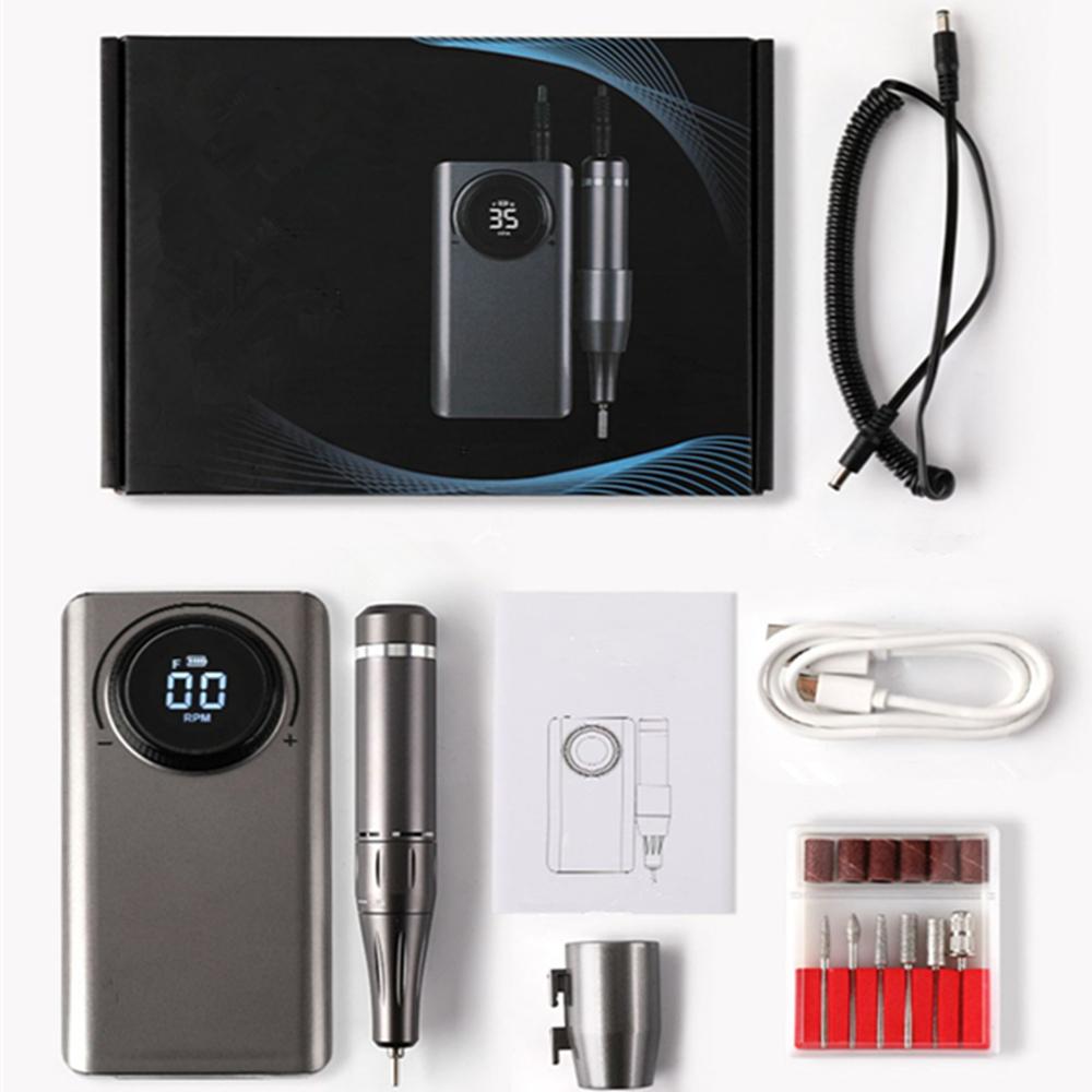 35000 U/min Wiederaufladbare Elektrische Nagelfeile Maschine Tragbares Maniküre Pediküre Set
