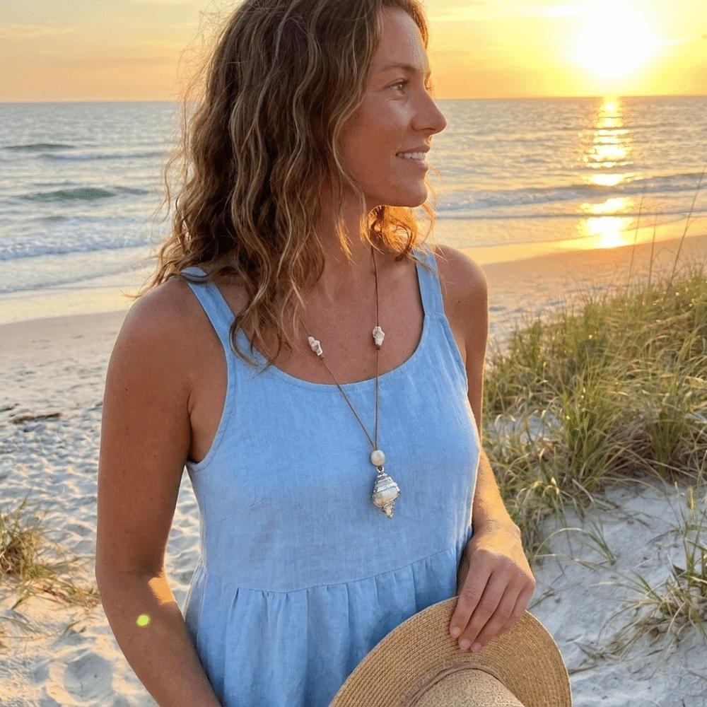 Long Adjustable Shell Pendant Necklace Wax Rope Bohemian Beaded Necklace Vacation Wear