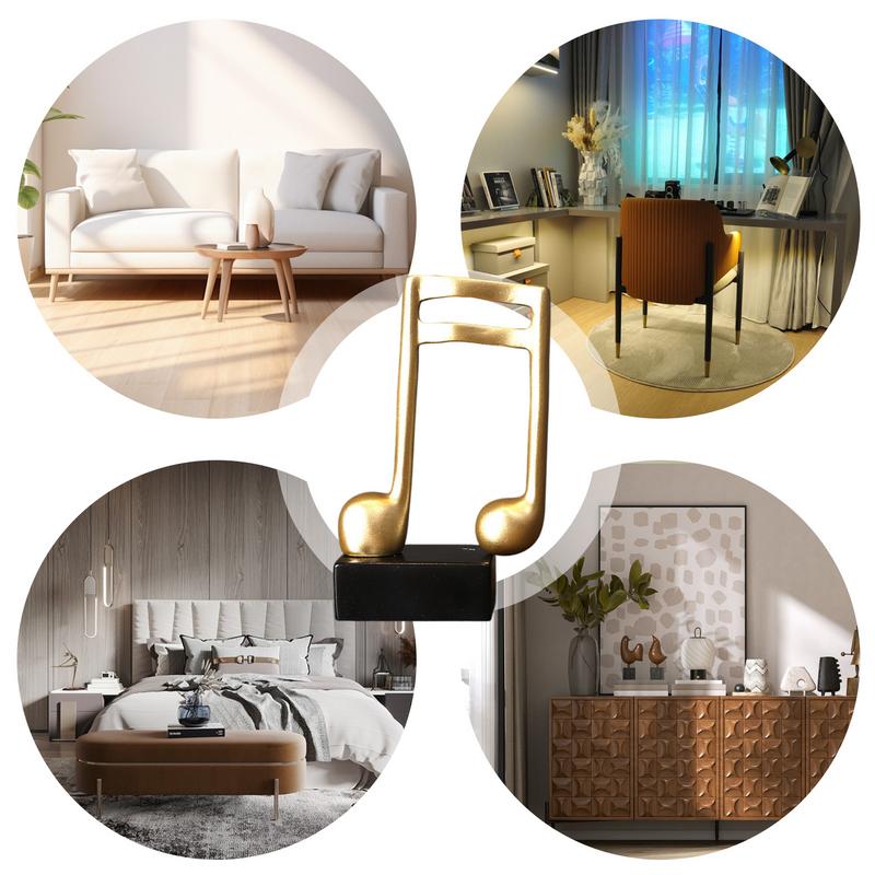 Musikalische Notenfiguren Kreative Heimdekoration Harz Goldene Skulptur Klavier Büro Schreibtisch TV-Schrank Ornamente Heimdekor