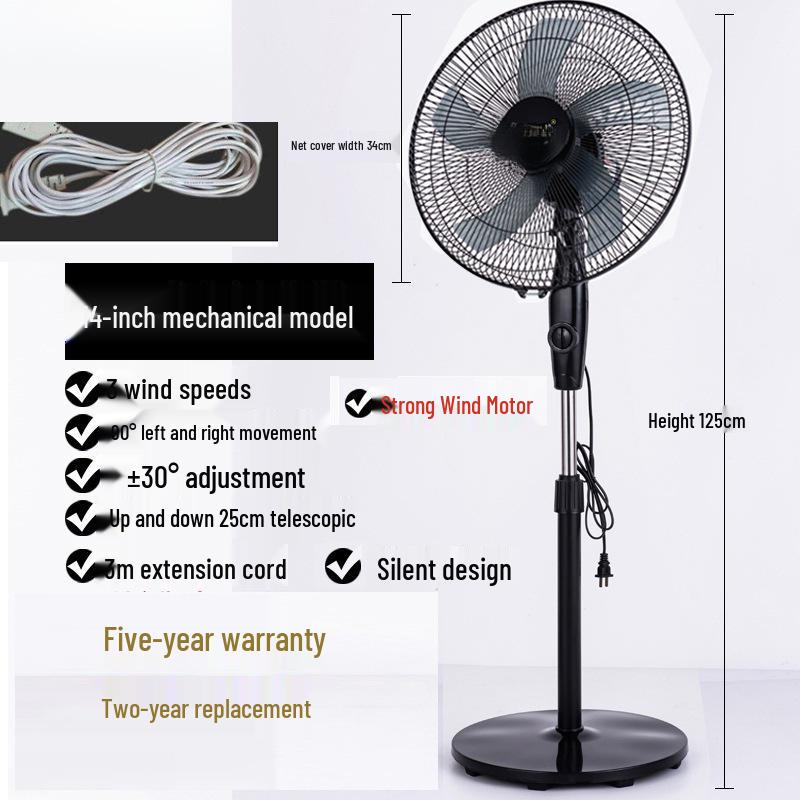Silent Energy-Saving Oscillating Floor Fan with Remote & Timer