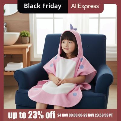 Multipurpose Single Layer Kids Bath Towel Cartoon Soft Boy Cloak Towel Shower Cloak Swim Towel Children Dinosaur Bathrobe Girl