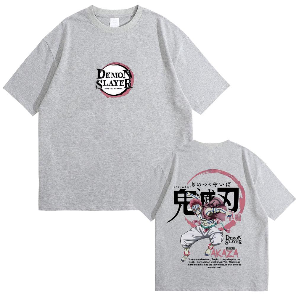 Anime Demon Slayer Akaza T Shirts Summer Unisex Unisex Casual Oversized Short Sleeve Unisex's Fashion Hip Hop T-shirt Male Vintage Tees
