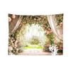1 Pink Beautiful Romantic Rose Garden Print Tapestry Living Room Wall Decoration Background Cloth Machine Washable Space Pendant