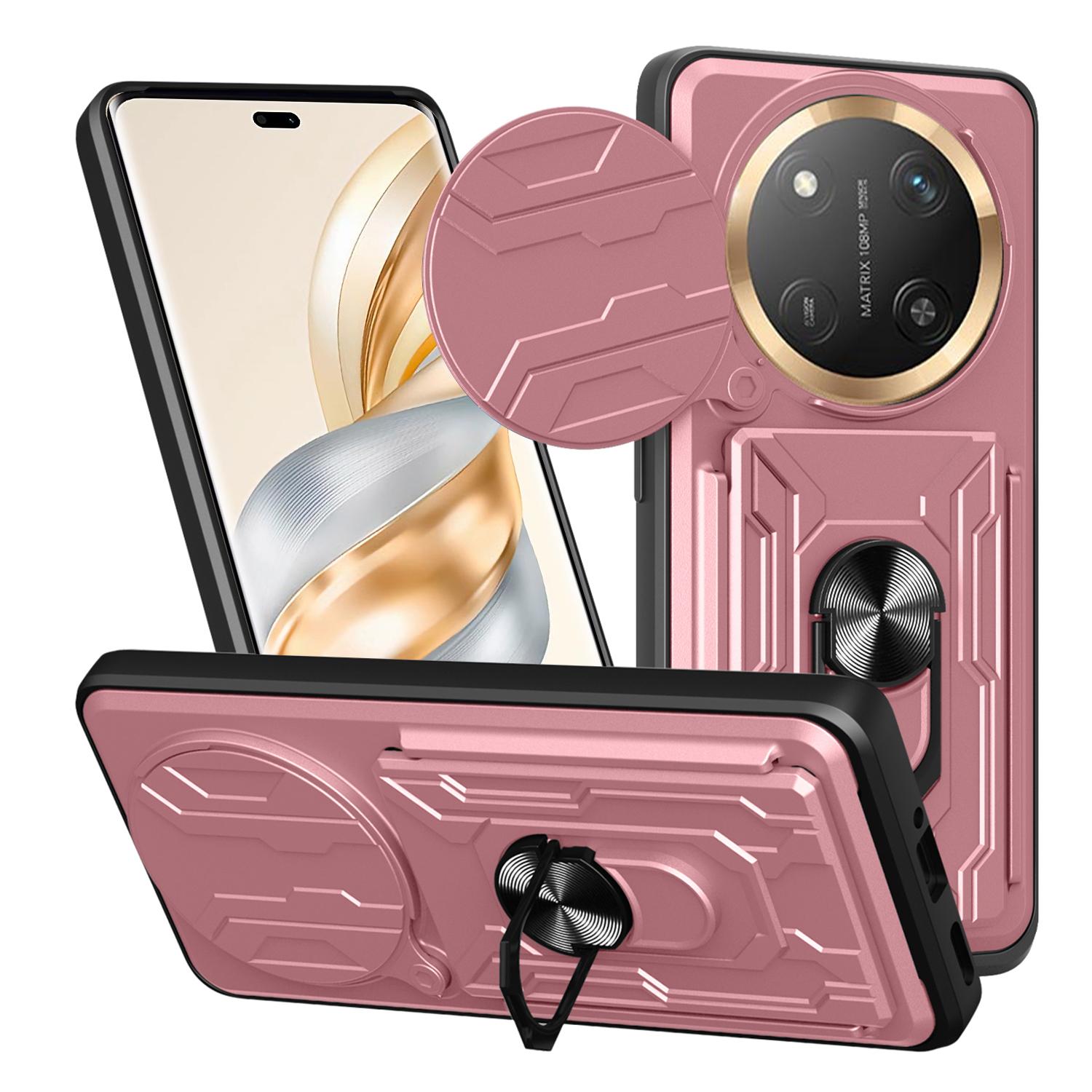 

For Honor Magic7 Lite 5G/X9c 5G/X60 Pro 5G Case PC + TPU Kickstand Phone Back Cover with Camera Slider B