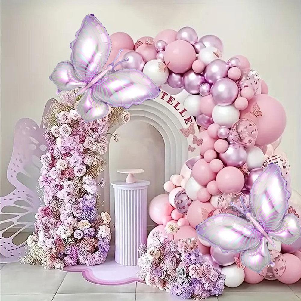 Pink Purple Romantic Decoration Balloon Wedding Party Balloon Arch Wreath Set Butterfly Dress Balloon Birthday Party Decoration