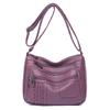 Mom Bag Women's New Trendy Fashion Soft Leather Medium Women's Bag Large Capacity Washed Leather Multi-layer Shoulder Messenger Bag