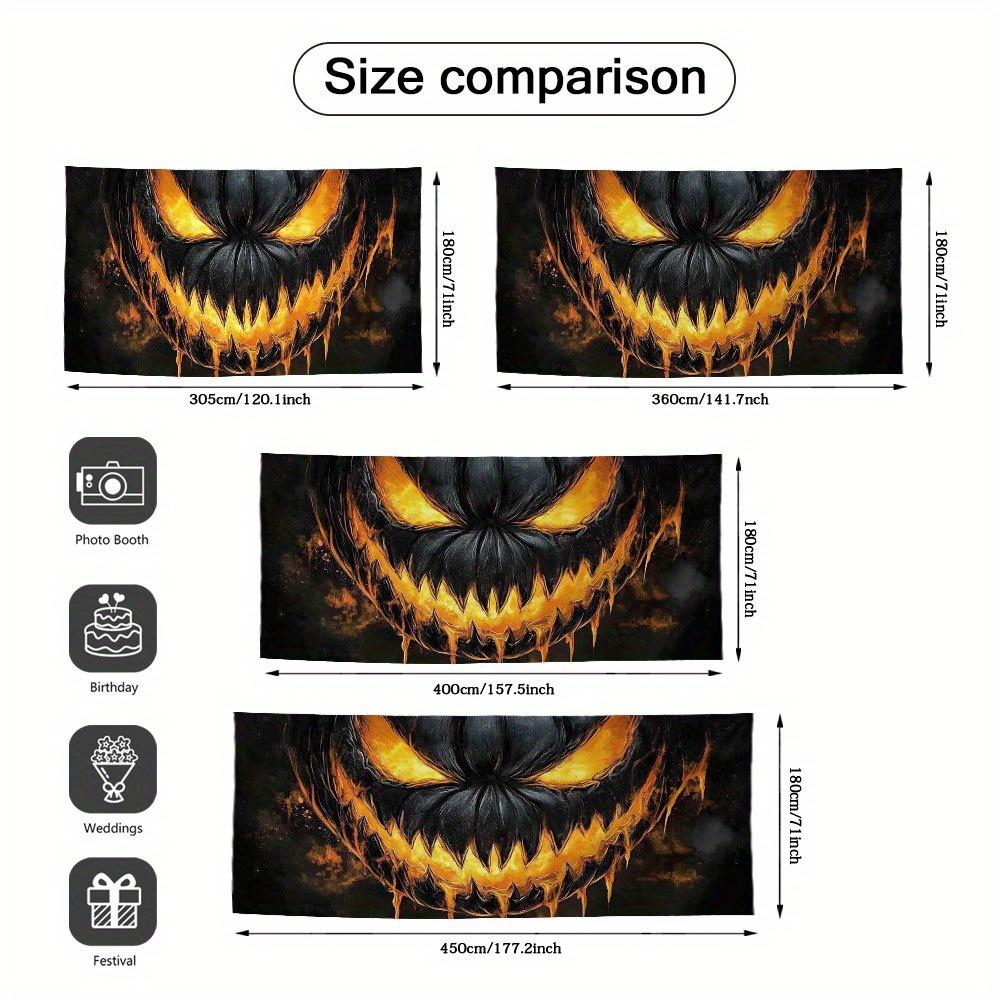 2D Plane, 1 Piece - Halloween Glowing Pumpkin Face Pattern Garage Door Cover - 2D Plane Printingzyc