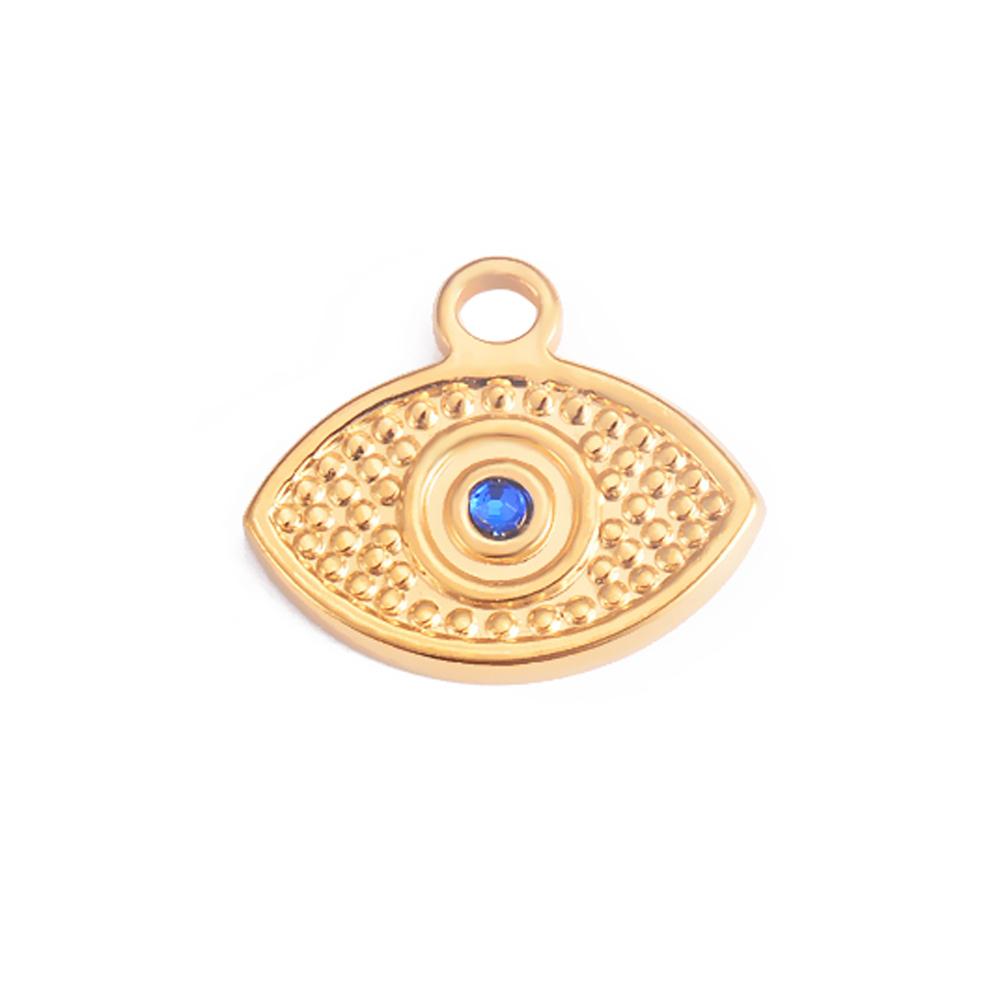 Wholesale 5pcs/lot Stainless Steel Gold Color Evil Eye Charms Handmade Craft DIY Necklaces Earrings Jewelry Making Accessories