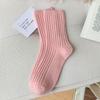 Women's Japanese Style Wool Socks, Thick Mid-Calf, Solid Color, Versatile, Warm for Autumn & Winter