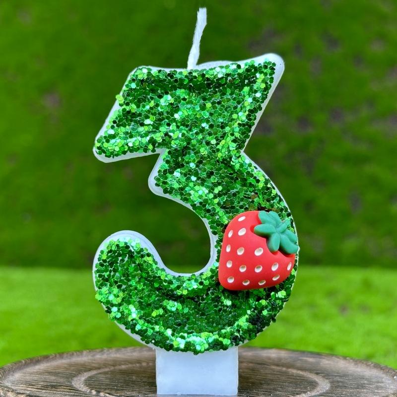 Strawberries Number Boy Birthday Candle Mini Party Supplies Girl Candle 3 Years Wedding Decorations Items Candles For Cake