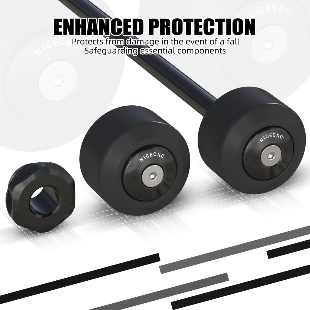 NICECNC Front Axle Slider Wheel Fork Protector Crash Pads For KTM 390 Duke 390 Enduro R 390 SMC R 2025 390 Adventure R