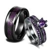 Charm Par Ringer Romantisk Lilla Rhinestones Dame Ringer Sett Trendy Menn Rustfritt stål Celtic Dragon Ring Mote smykker