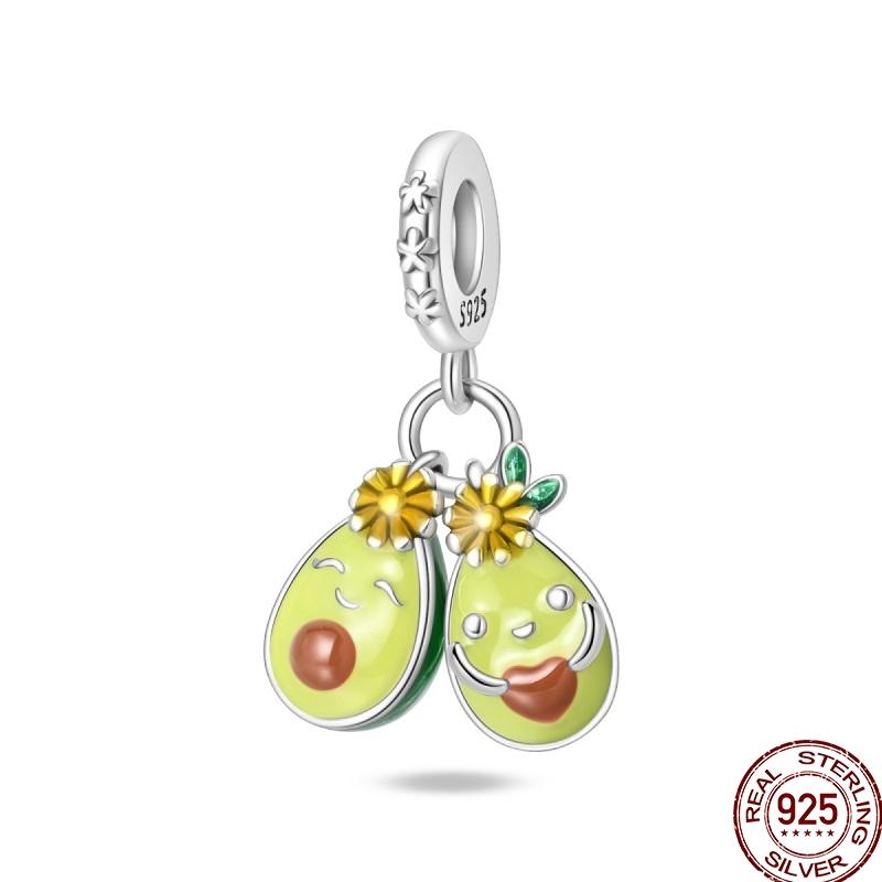 Newstering Copper Cherry Strawberry Fruit Series Charms Beads Fit 3Mm Original Bracelets Diy Birthday Jewelry Gifts