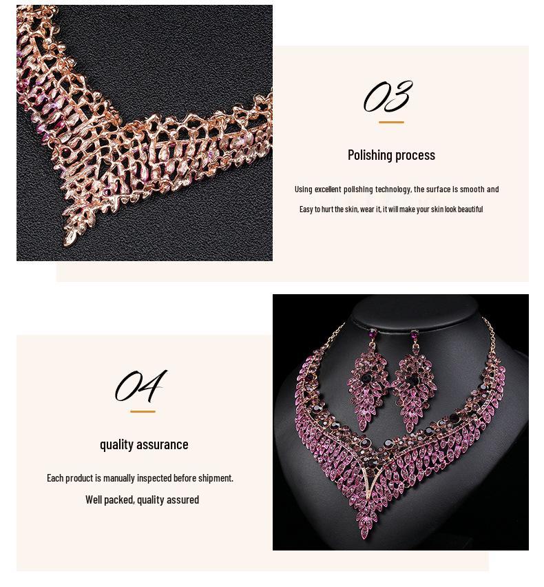 Trendy European-American Necklace & Earring Set: Exquisite Retro Design for Evening Gowns