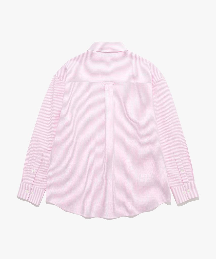 Tudment (Seersucker) Classic Stripe Shirt Pink