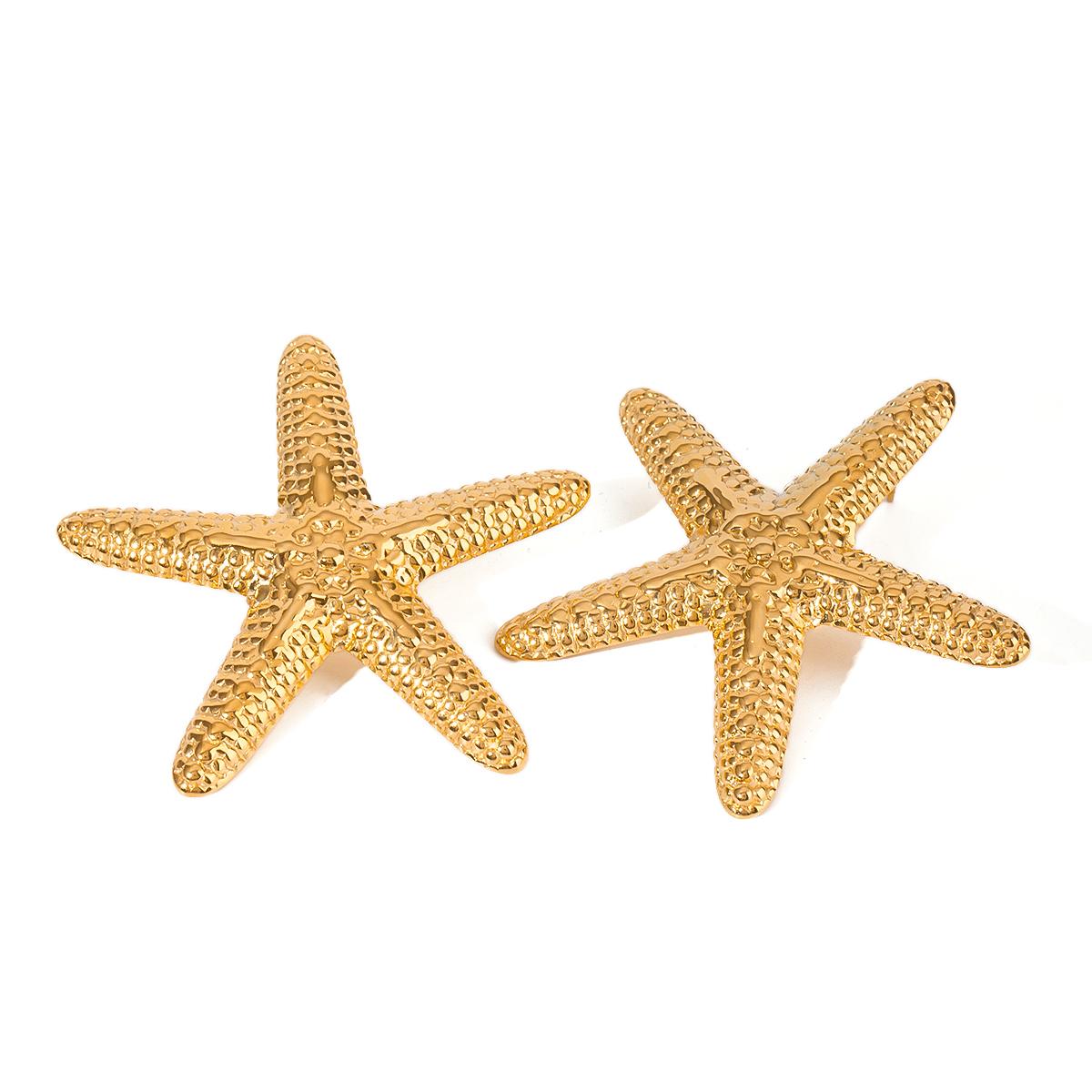 

Yori Vintage Hammered Starfish Ocean Style Earrings Waterproof Fashion Statement Jewelry Prevent Allergy
