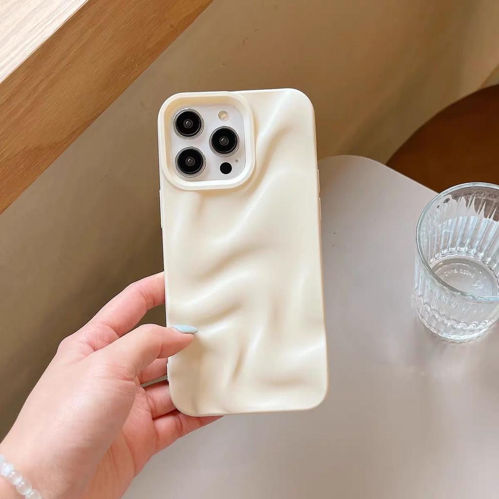 Jednobarevné pouzdro kompatibilní pro iPhone 7Plus 16 13 15 11 14 12 Pro Max X XS XR Max 6 8 6s Plus SE 3D nepravidelný vlnový kryt