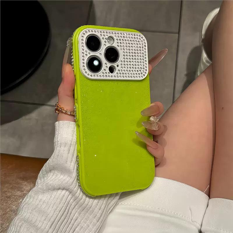 Premium Glitter Window Phone Case for iPhone 17 Pro with Full Diamond Lens Cover