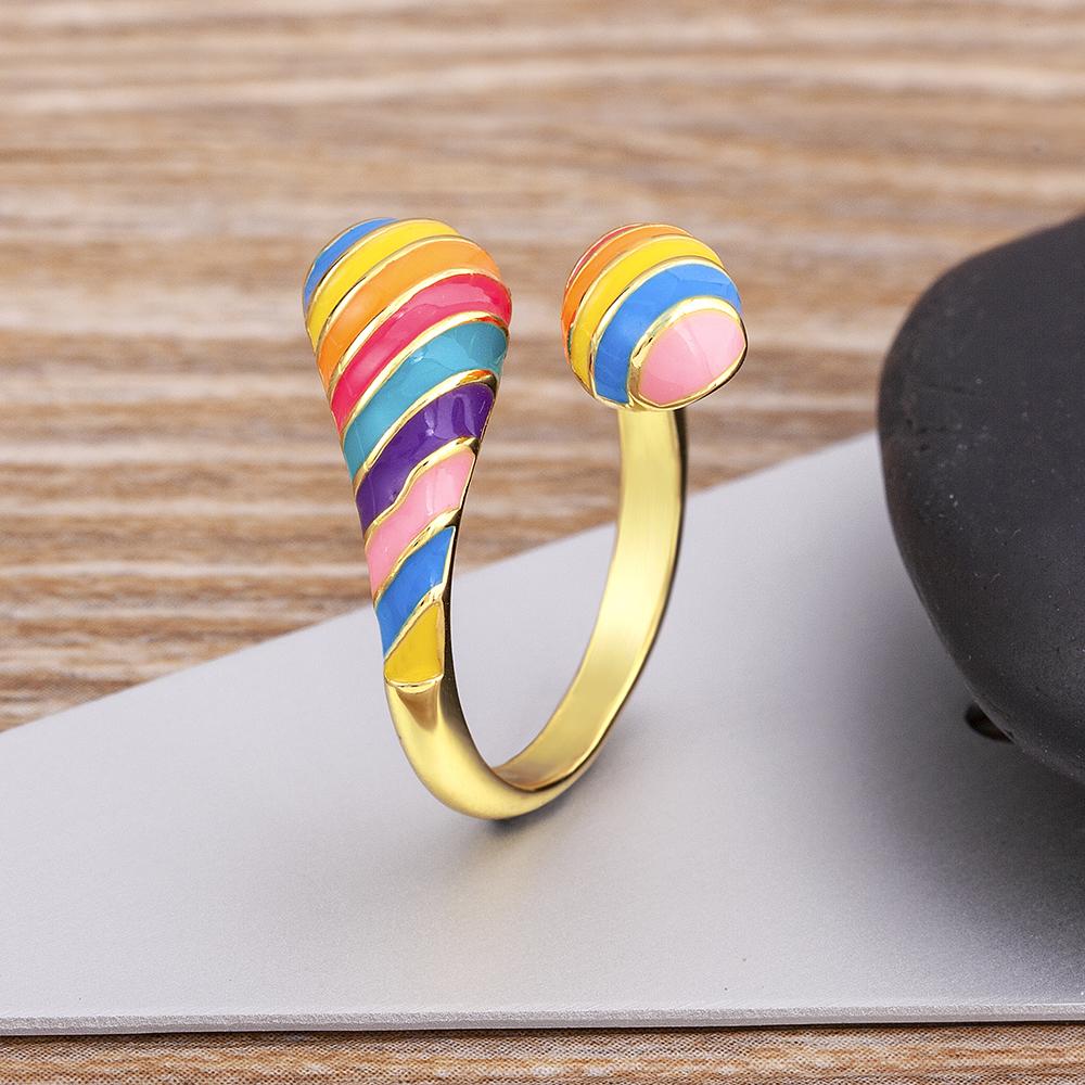 Nidin New Fashion Bohemia Colorful Eternity Band Ring for Women Engagement Wedding Rainbow Color Classic Finger Rings Jewelry