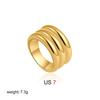 Retro Stainless Steel Flower Woven Geometric Ring with Wide Edges Double Layered Texture Simple and High-End Feeling Layered