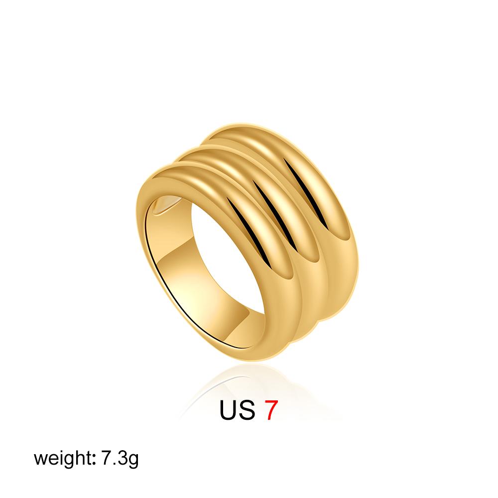 Retro Stainless Steel Flower Woven Geometric Ring with Wide Edges Double Layered Texture Simple and High-End Feeling Layered