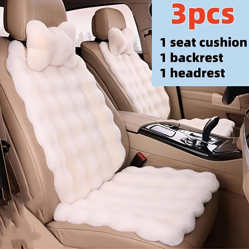 

Universal Fit Winter Car Seat Cushion Set Of 3 Woven Plush Surface for Lumbar Support Warmth And Comfort Plush Car Seat Covers 3pcs бежевий