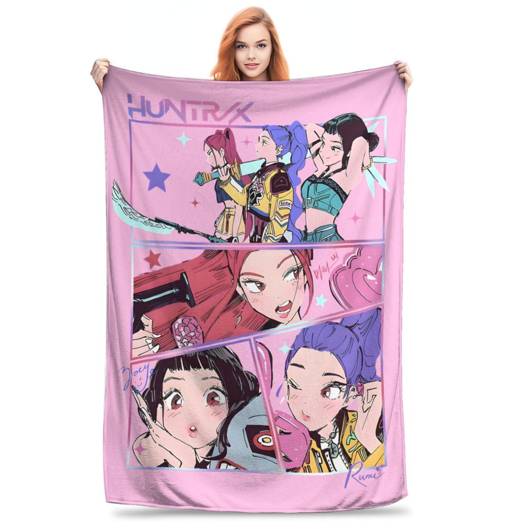 Saja Boys Kpop Demon Hunters Blanket Fleece Spring/Autumn Jinu  Multifunction Warm Throw Blankets for Sofa Car Quilt