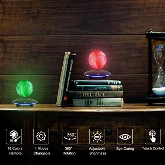 Vnemofey Floating Globe with LED Light Base, Magnetic Levitation Globe Lamp Ball World Map Display Gadget, Home Room and Office Desk Decor, Creative