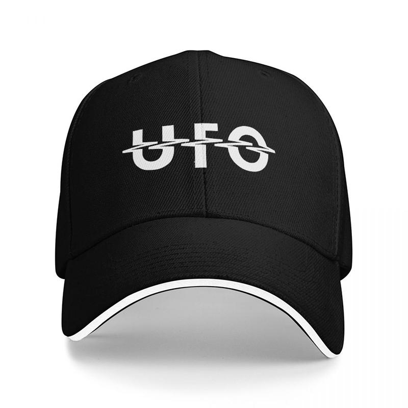 UFO Logo Schwarze Baseballkappe mit Weißem Rand und Kräftigem Design State Unisex für Modebewusste und Alien-Enthusiasten