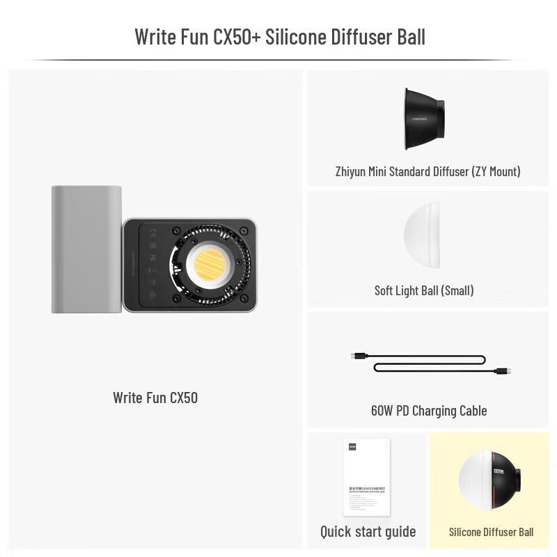 

Zhiyun FIVERAY CX50 50W Bi-Color COB Fill Light