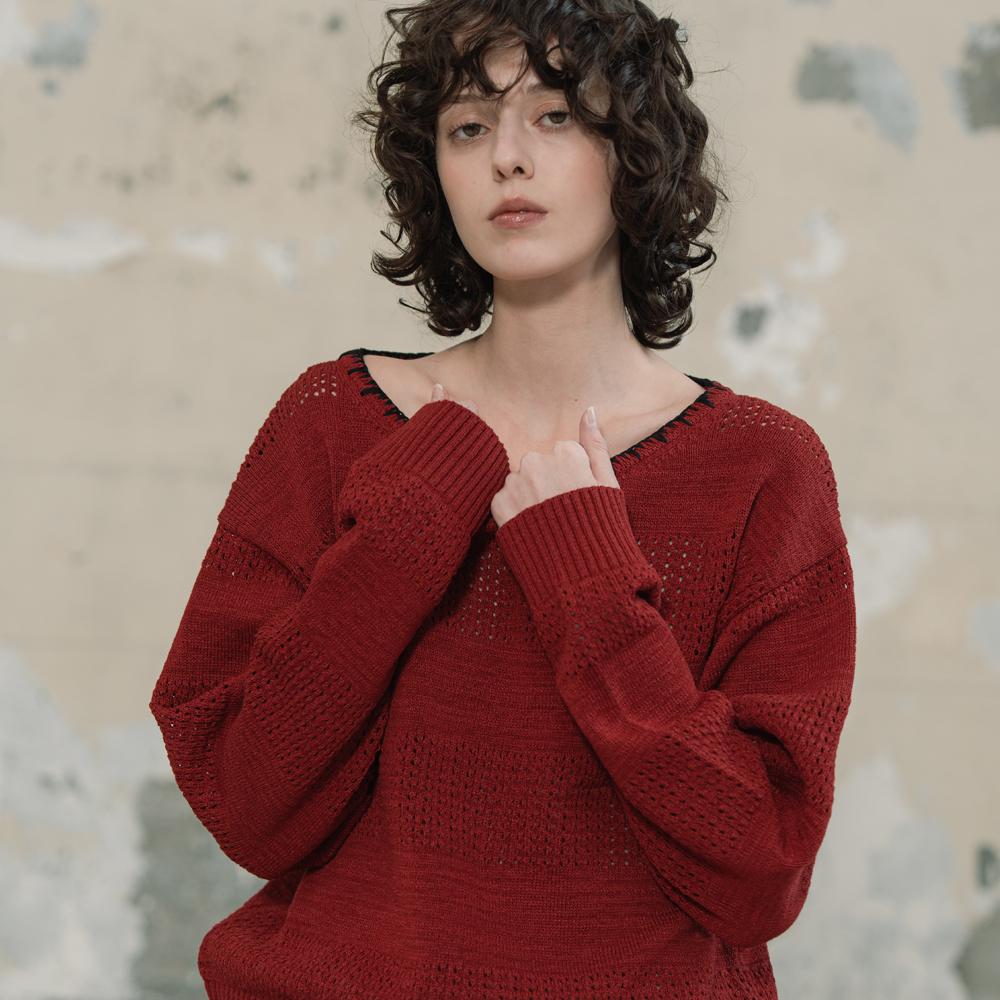 EDENIK Marine Scallop Knit Sweater_Navy