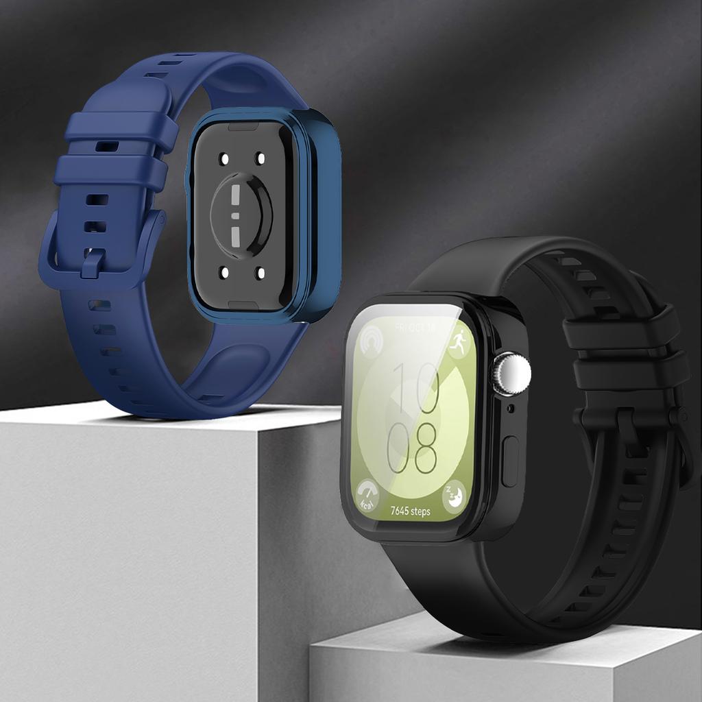 Für Huawei Watch Fit 3 Armband Weiches Silikon Sportuhrband + TPU Weiche Hülle Atmungsaktives Smartwatch Armband Für Huawei Fit3 Correa