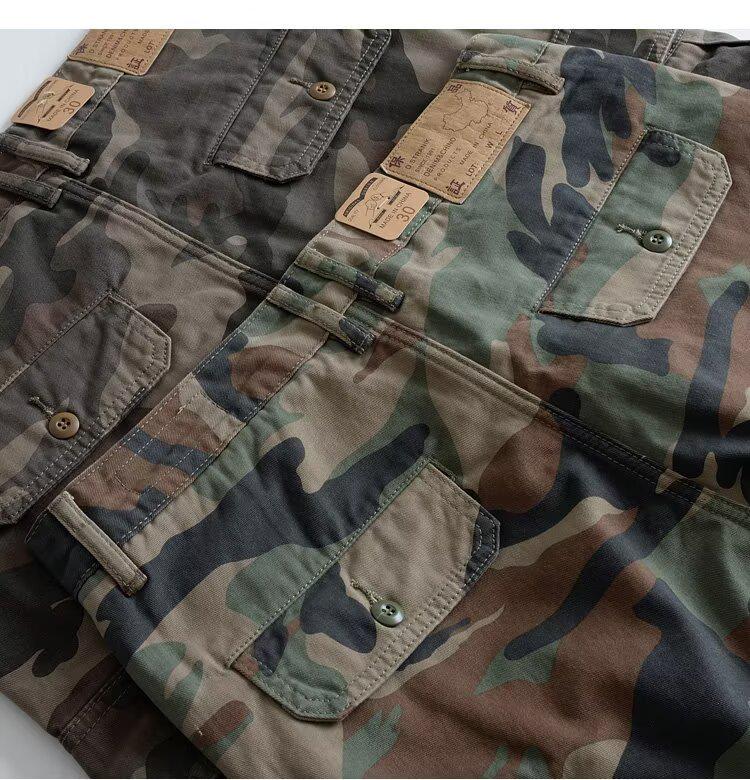 Heavyweight Cotton Men's Harajuku Retro Camo Workwear Shorts