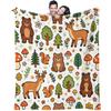 Woodland Bear Deer Squirrel Blanket Flannel Throw Warm Gift Blanket HD Print Nature Sofa Cover