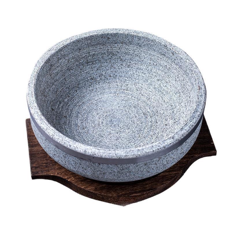 Korean Bibimbap Stone Bowl - Durable Natural Stone Earthenware for Cooking