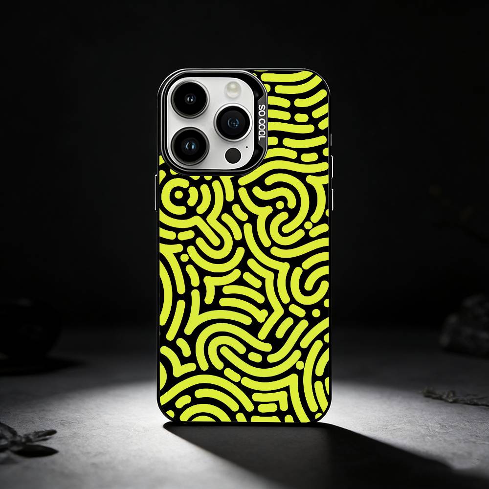 Abstract art line doodles Phone Case For iPhone 17,16,15,14,13,12,11 Plus,Pro Max,XS,Colored silver phone case