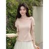 Women's French Style Slimming Square Neck Short Sleeve Shirt