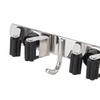 Mop and Broom Holder Wall Mount 304 Stainless Steel 5 Slots 4 Hooks Broom Hanger for Garage Laundry Room Closet Wall