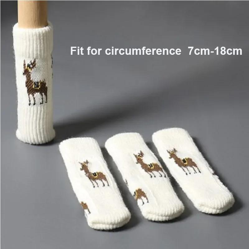 8 Stück Weihnachten Stuhlbezug Socken Elastisch Gestrickt Möbelpolster Stuhlbein Bodenschutz für Tisch Party Dekoration Festival gray