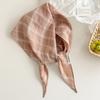 Korean Mori Plaid Cotton and Linen Neck Protection Triangular Scarf Literary Women's Thin Shawl Scarf Spring, Autumn and Winter Versatile Scarf
