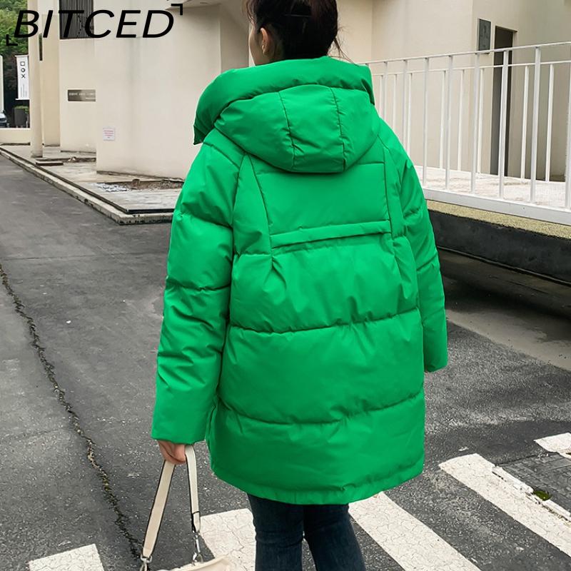 BITCED Women's Mid-Length Winter Waist-Defining Thickened Cotton Coat, Padded Jacket