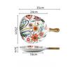 Colorful Floral Ceramic Handled Plate, Creative Decor Food Serving Dish with Solid Wood Handle, Microwave Unavailable
