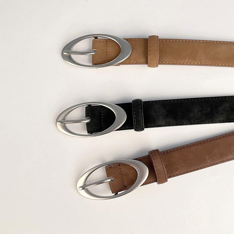 Retro Matte Cowhide Leather Women's Genuine Leather Belt Versatile Casual Pants Jeans High-end Women's Business Belt