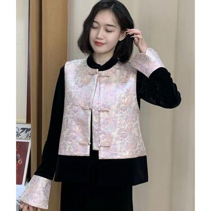 2025 vest year mother fashion temperament women collarless year festive elderly top