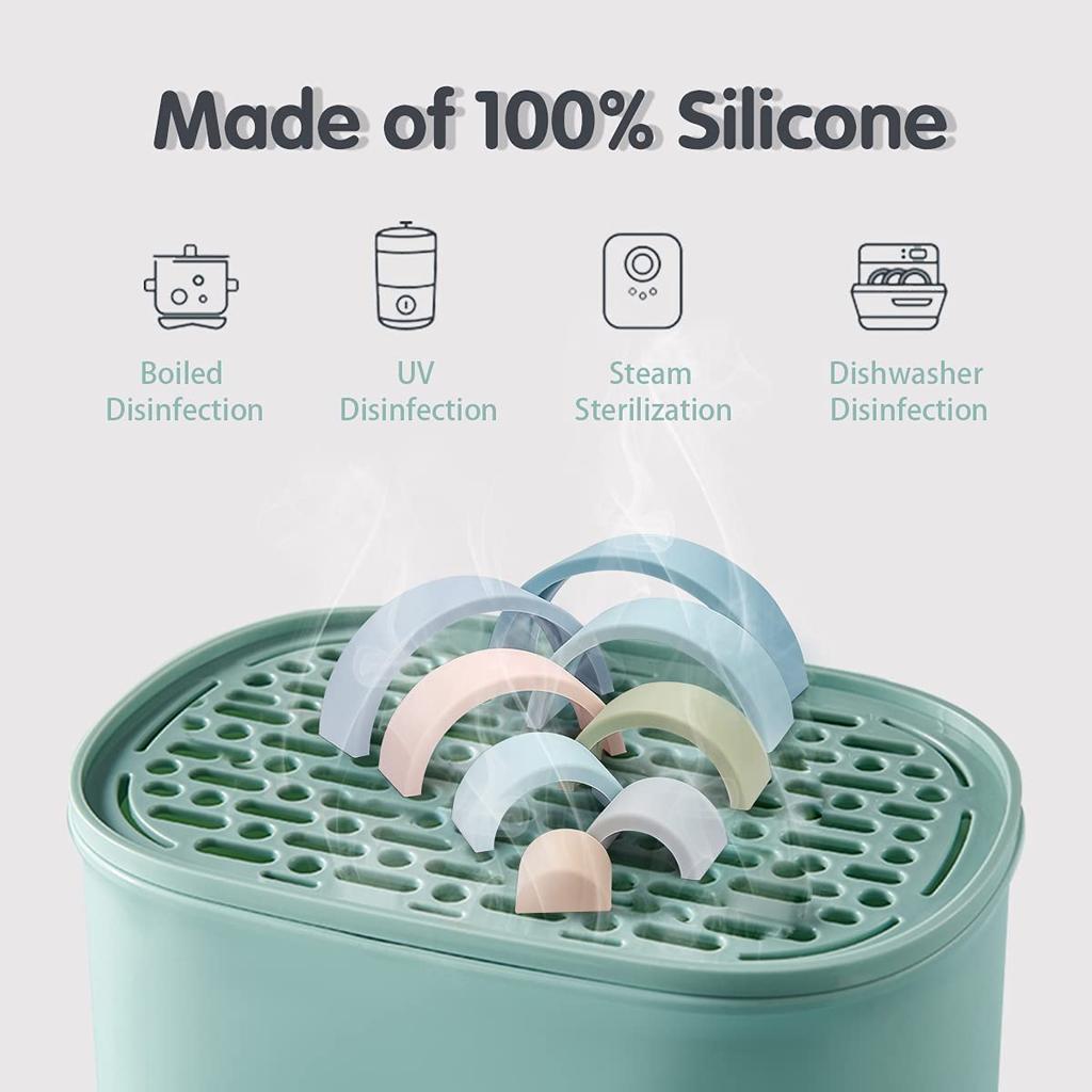 8-lagige Silikon-Regenbogen-Stapelspielzeug-Bausteine, Regenbogen-Stapler-Puzzle, Montessori-Nist- und sensorisches Spielzeug, Beißringe, Geschenke für Kleinkinder, Kinder,