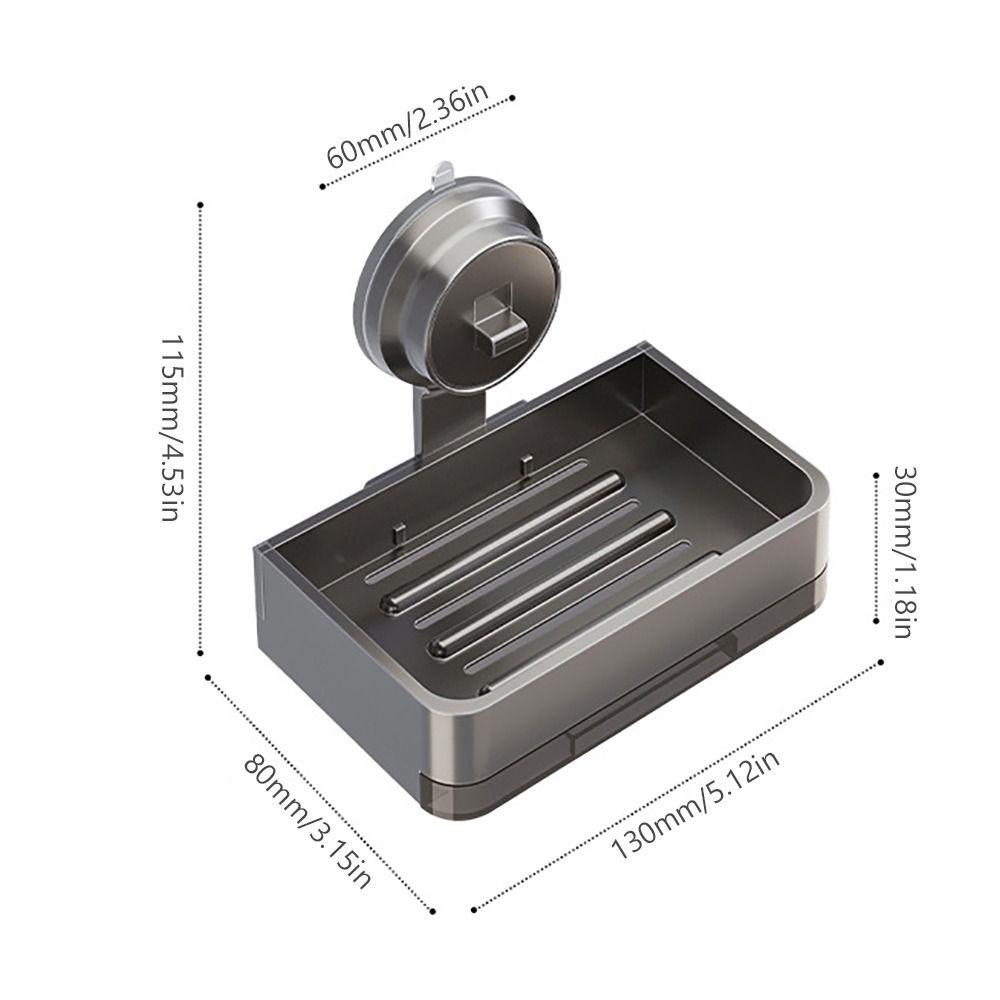 Stable Aluminum Suction Cup Soap Box Wall-mounted Water Receiving Tray Soap Holder Punch-Free Soap Dish Laundry Room