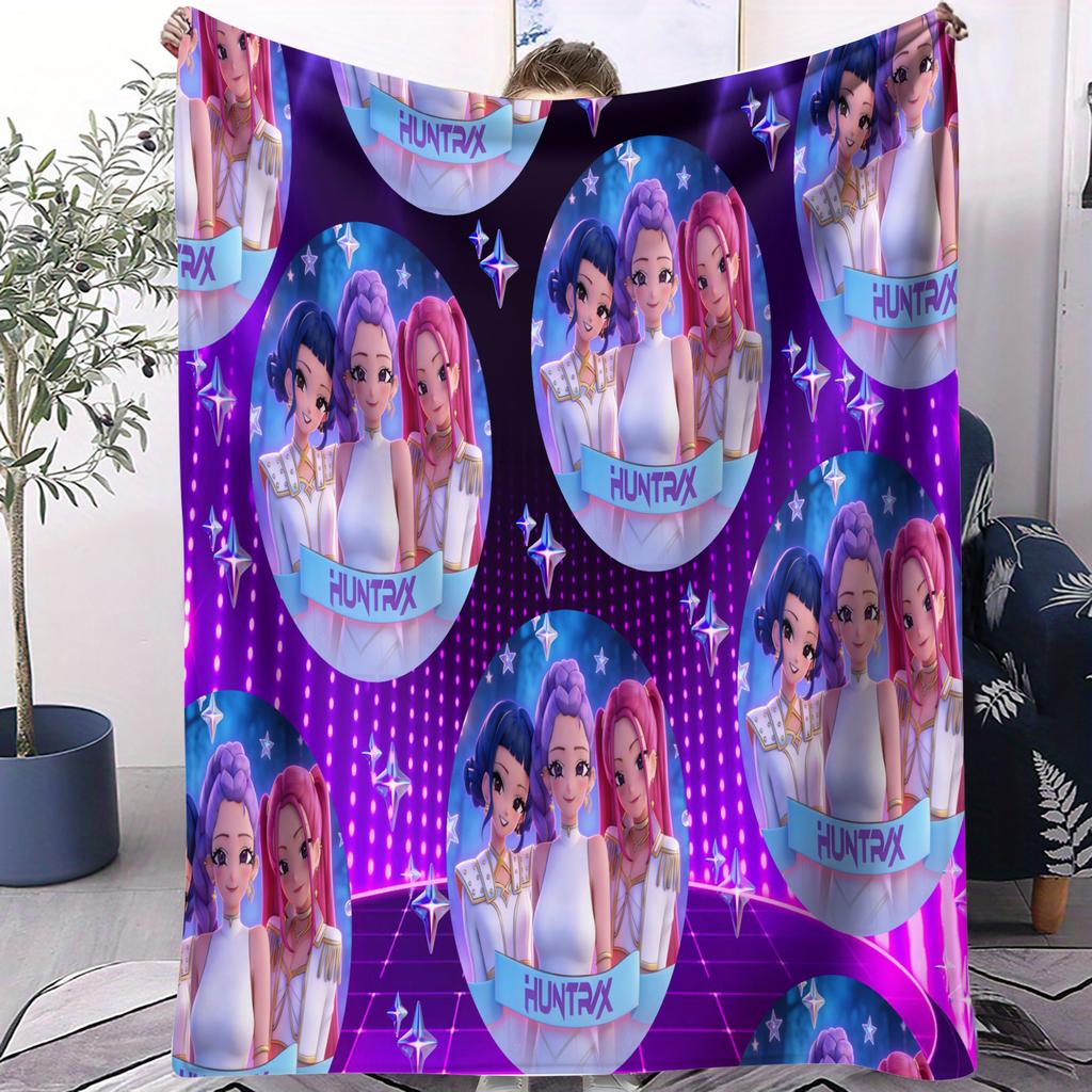 High Quality KPOP HUNTRX Devil Hunter Small Cover Blanket Fade Resistant For Bedroom Sofa Bed Office Nap Lunch Picnic Travel