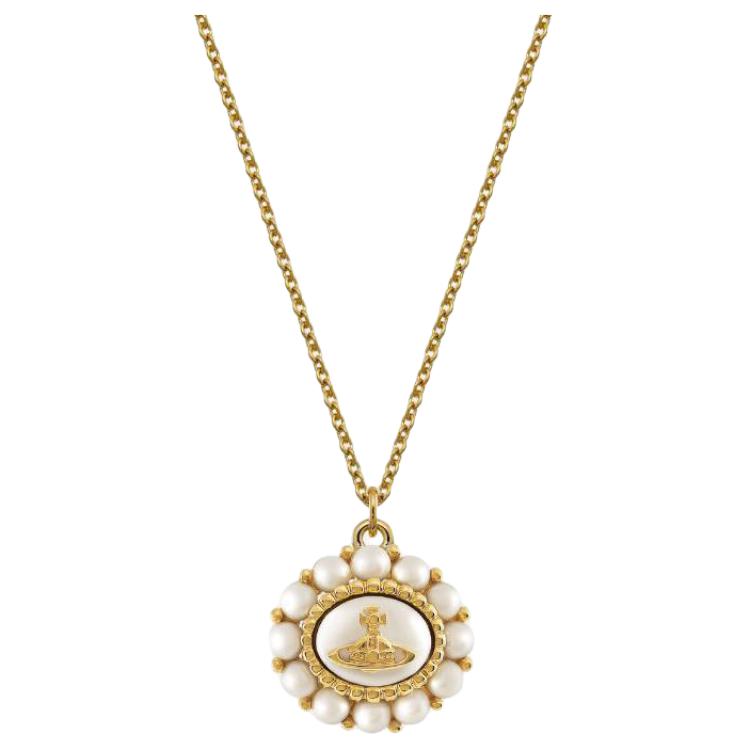 

Vivienne Westwood Amaya AW24 Saturn Logo Baroque Style Inlaid Pendant Necklace Unisex necklace Brass Gold 630203EL02R107 Basic Packaging-Dust Bag+Box,F,Gold